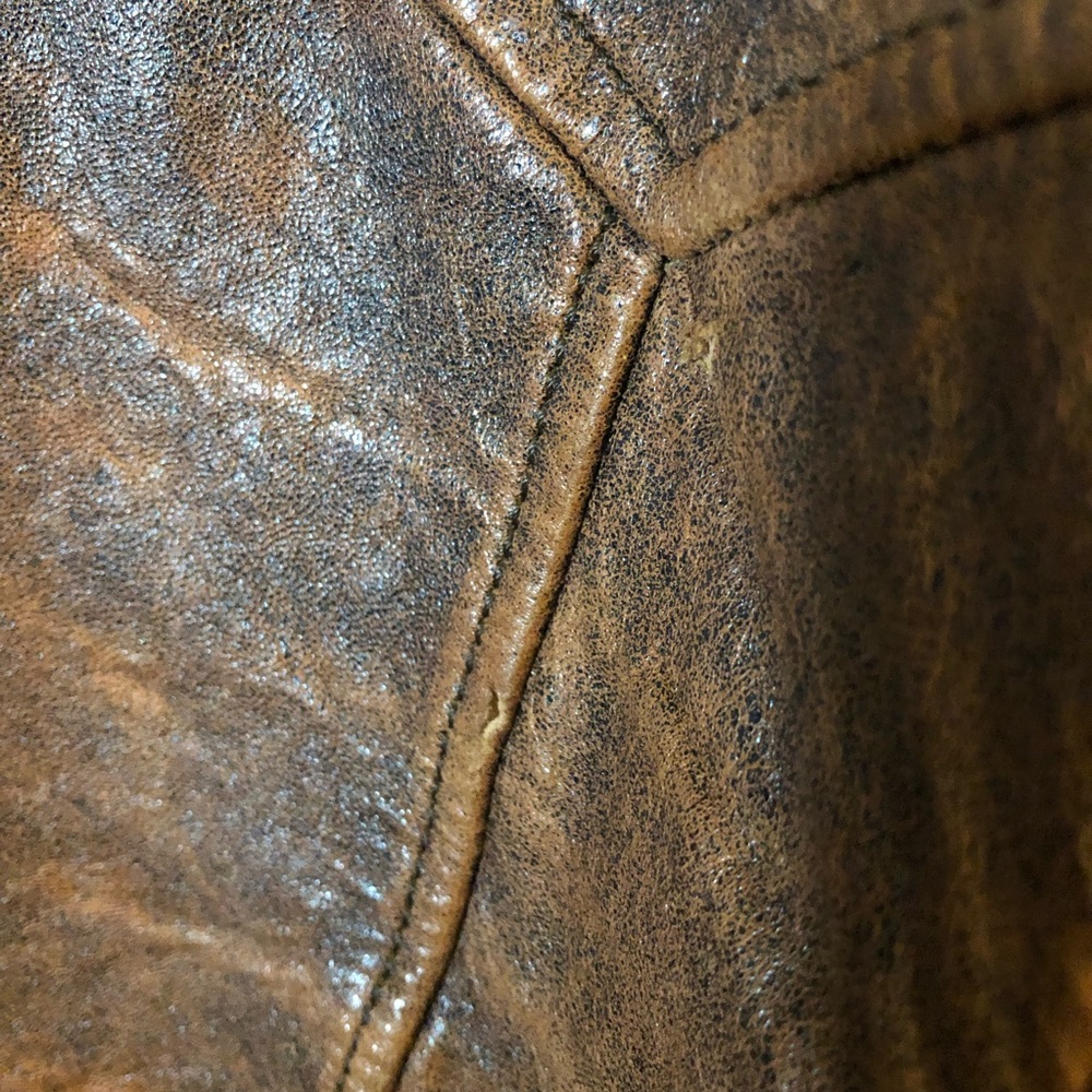 Pioneer Wear Distressed Men's Bomber Style Brown Lamb Leather Jacket Size 44 - Picture 15 of 16
